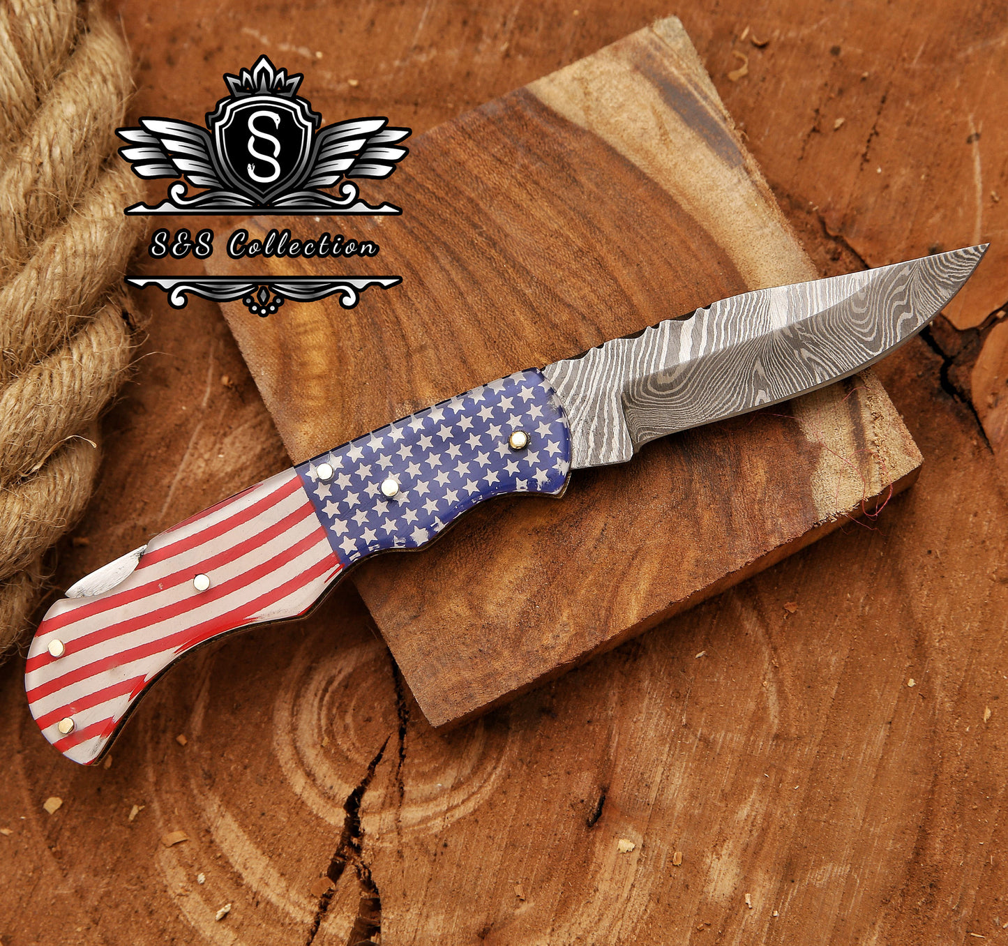 Handmade Damascus steel Pocket Knife Father's Day Gift For Men Groomsman Personalized Gift Wedding Anniversary Gift for Boyfriend Husband