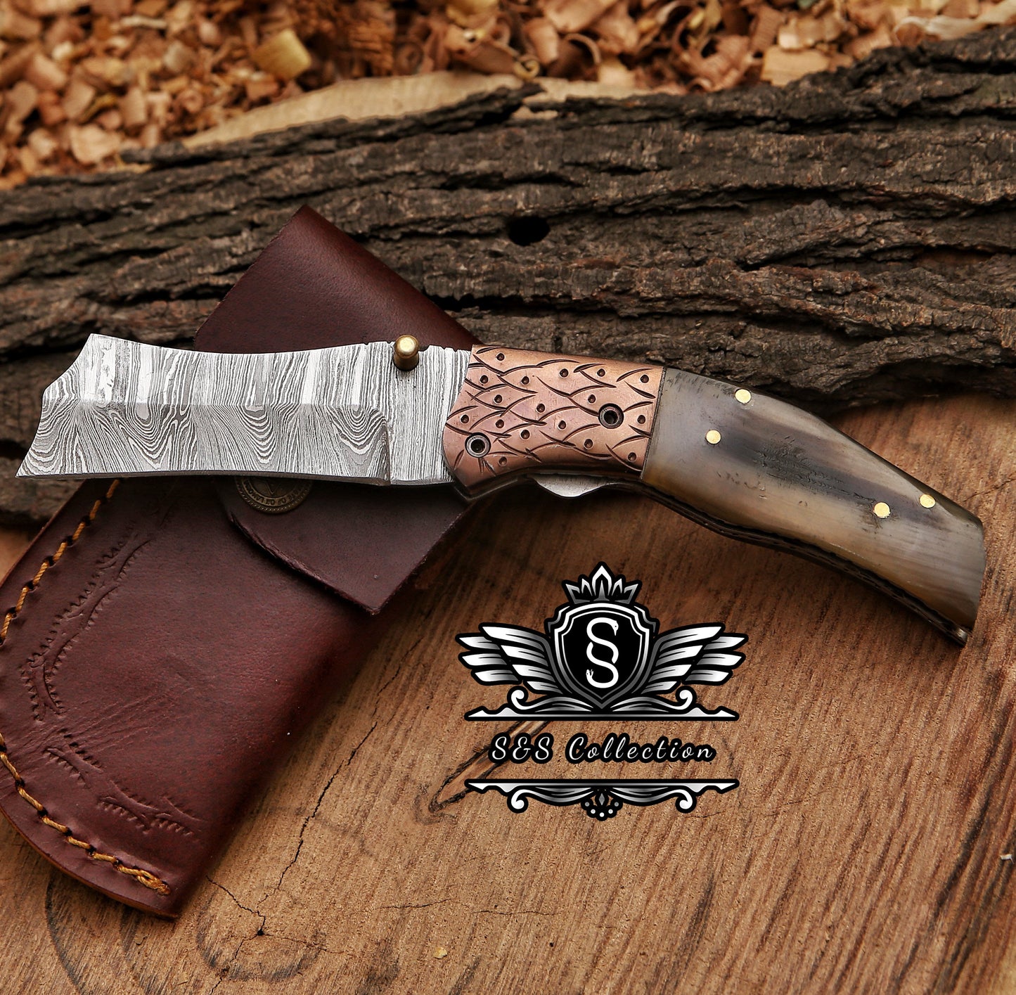 Handmade Damascus steel Pocket Knife Father's Day Gift For Men Groomsman Personalized Gift Wedding Anniversary Gift for Boyfriend Husband