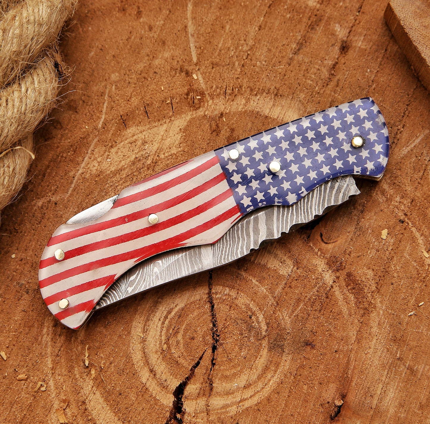 Handmade Damascus steel Pocket Knife Father's Day Gift For Men Groomsman Personalized Gift Wedding Anniversary Gift for Boyfriend Husband