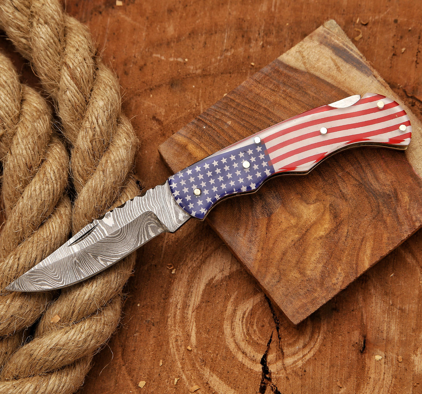 Handmade Damascus steel Pocket Knife Father's Day Gift For Men Groomsman Personalized Gift Wedding Anniversary Gift for Boyfriend Husband