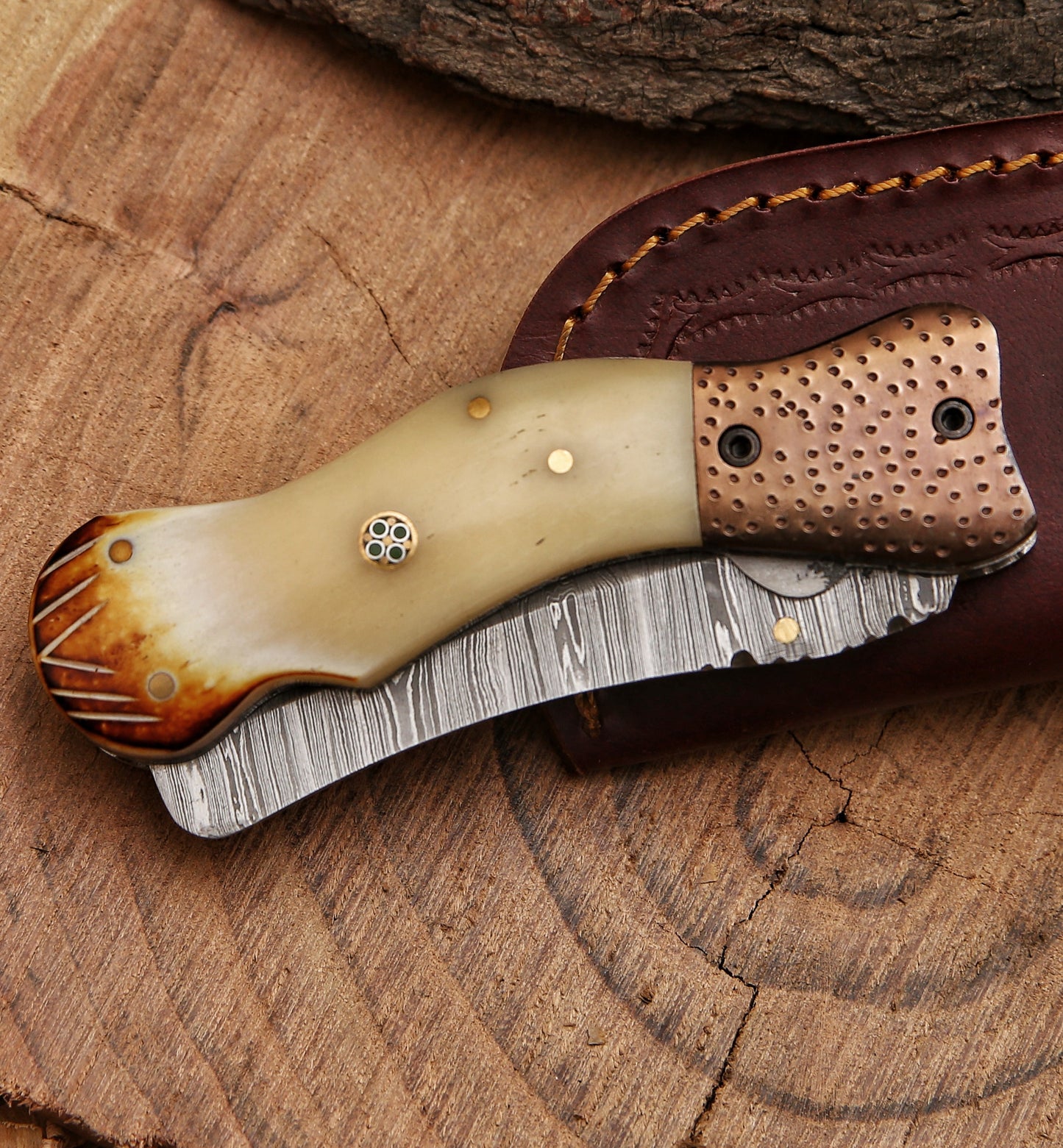 Handmade Damascus steel Pocket Knife Father's Day Gift For Men Groomsman Personalized Gift Wedding Anniversary Gift for Boyfriend Husband