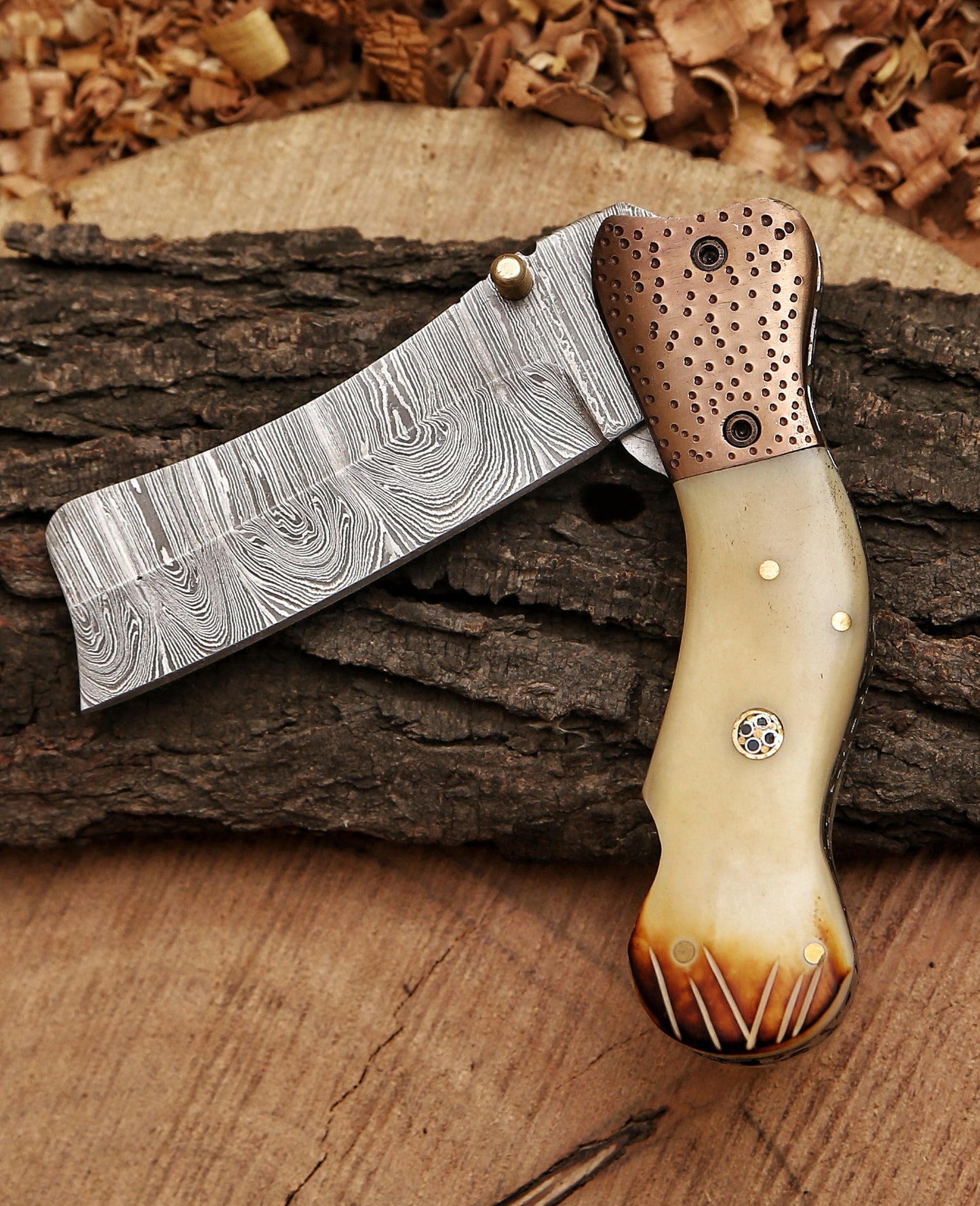 Handmade Damascus steel Pocket Knife Father's Day Gift For Men Groomsman Personalized Gift Wedding Anniversary Gift for Boyfriend Husband