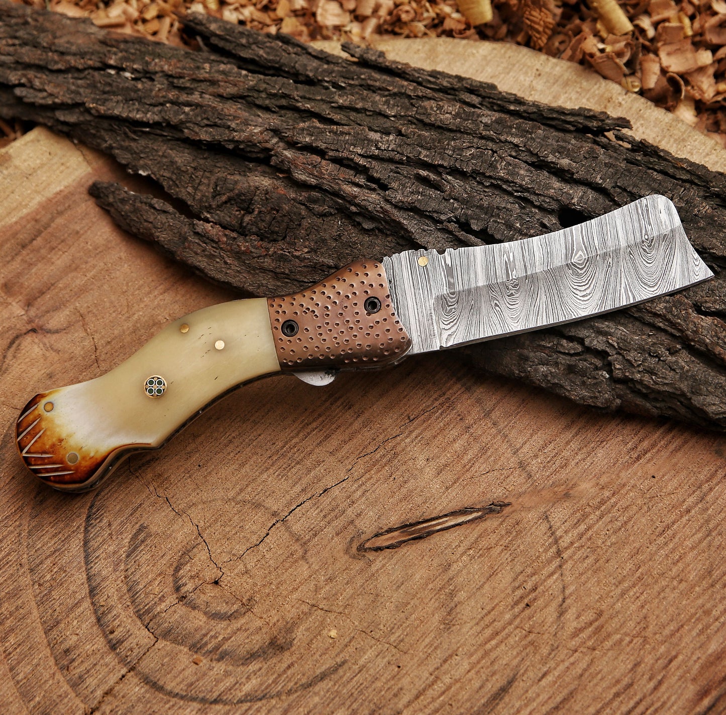 Handmade Damascus steel Pocket Knife Father's Day Gift For Men Groomsman Personalized Gift Wedding Anniversary Gift for Boyfriend Husband