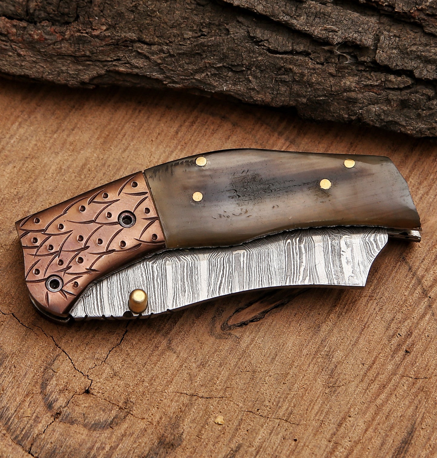 Handmade Damascus steel Pocket Knife Father's Day Gift For Men Groomsman Personalized Gift Wedding Anniversary Gift for Boyfriend Husband