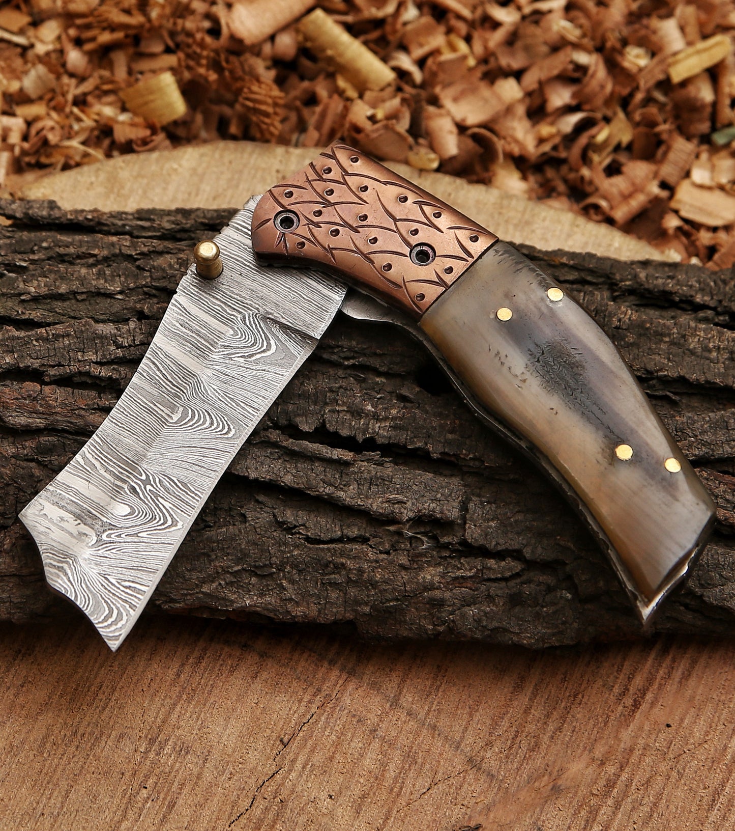 Handmade Damascus steel Pocket Knife Father's Day Gift For Men Groomsman Personalized Gift Wedding Anniversary Gift for Boyfriend Husband