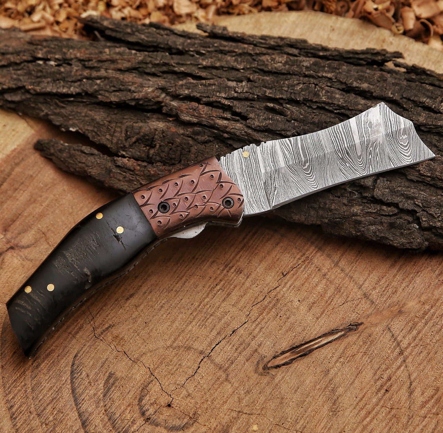 Handmade Damascus steel Pocket Knife Father's Day Gift For Men Groomsman Personalized Gift Wedding Anniversary Gift for Boyfriend Husband