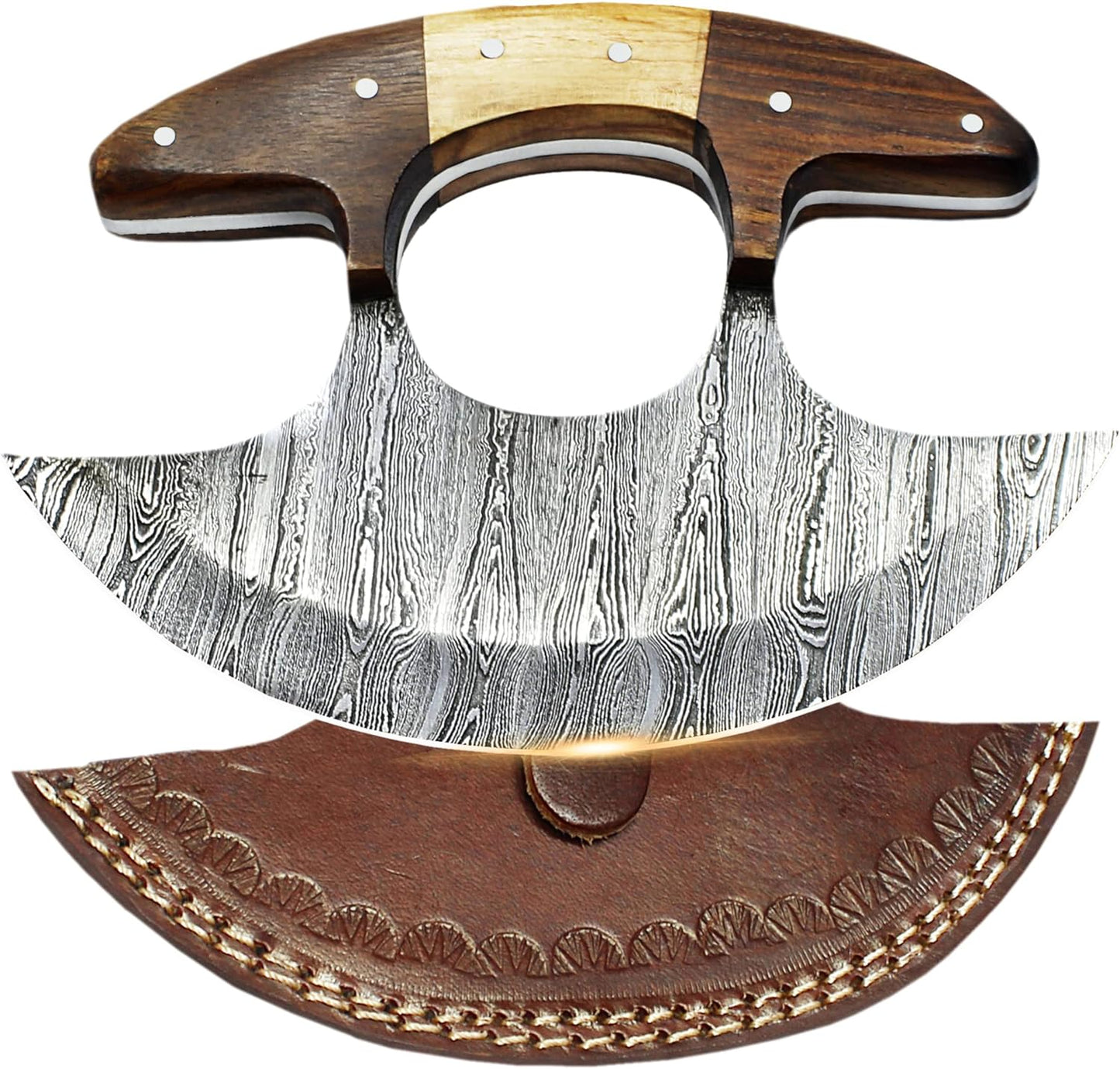 Custom forged Damascus steel handmade Hunting Ulu Knife Personalized Camping tool Groomsman Gift, Gifts For Men, Gift for dad, Outdoor Gift for Husband