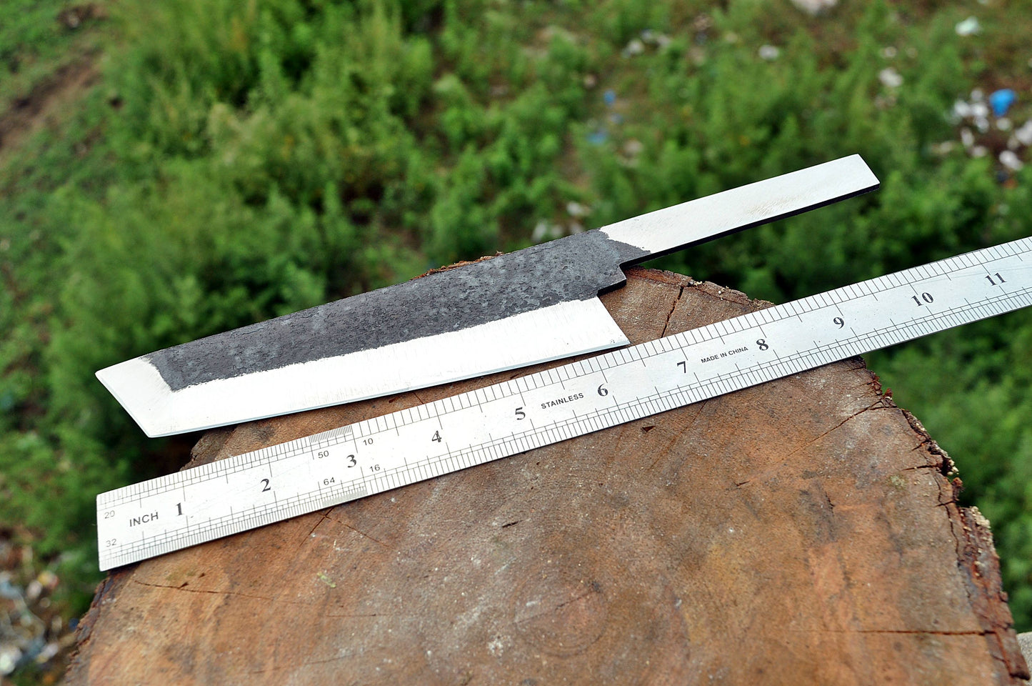 Custom forged Carbon steel handmade Hunting Blank Blade Knife Personalized Camping tool Groomsman Gift, Gifts For Men, Gift for dad, Outdoor Gift for Husband