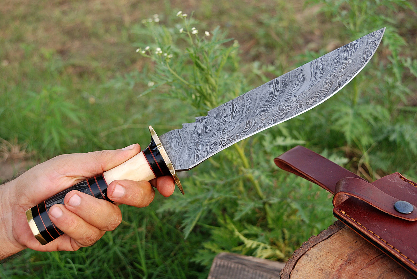 Custom forged Carbon steel handmade Hunting Bowie Knife Personalized Camping tool Groomsman Gift, Gifts For Men, Gift for dad, Outdoor Gift for Husband