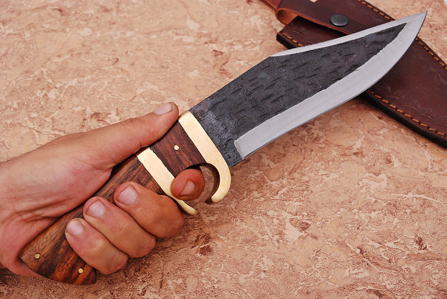 Custom forged Carbon steel handmade Hunting Bowie Knife Personalized Camping tool Groomsman Gift, Gifts For Men, Gift for dad, Outdoor Gift for Husband
