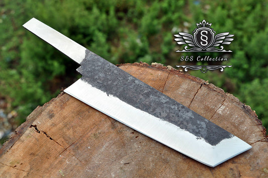 Custom forged Carbon steel handmade Hunting Blank Blade Knife Personalized Camping tool Groomsman Gift, Gifts For Men, Gift for dad, Outdoor Gift for Husband