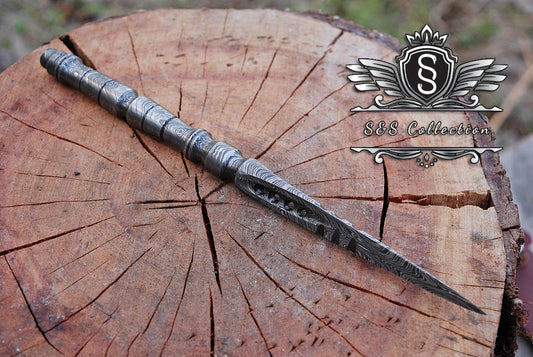 Custom Handmade Fixed Blade Damascus Wootz Ice Pick Dagger Knife
