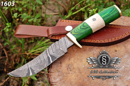 Custom forged Damascus steel handmade Hunting Knife Personalized Camping tool Groomsman Gift, Gifts For Men, Gift for dad, Outdoor Gift for Husband