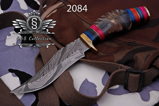 Custom forged Damascus steel handmade Hunting Knife Personalized Camping tool Groomsman Gift, Gifts For Men, Gift for dad, Outdoor Gift for Husband