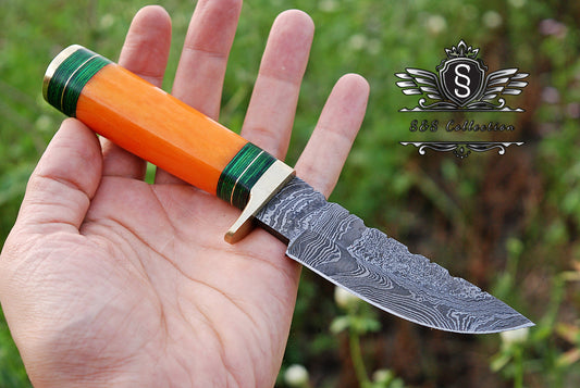 Custom forged Damascus steel handmade Hunting Knife Personalized Camping tool Groomsman Gift, Gifts For Men, Gift for dad, Outdoor Gift for Husband