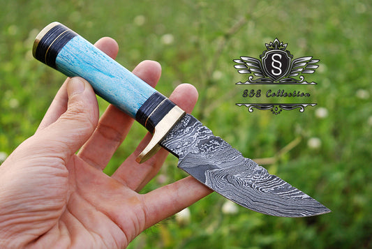 Custom forged Damascus steel handmade Hunting Knife Personalized Camping tool Groomsman Gift, Gifts For Men, Gift for dad, Outdoor Gift for Husband