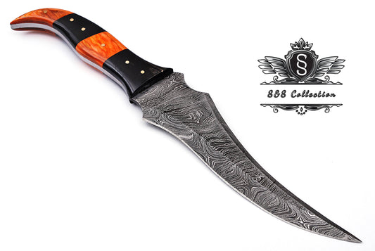 Custom forged Damascus steel handmade Hunting Knife Personalized Camping tool Groomsman Gift, Gifts For Men, Gift for dad, Outdoor Gift for Husband