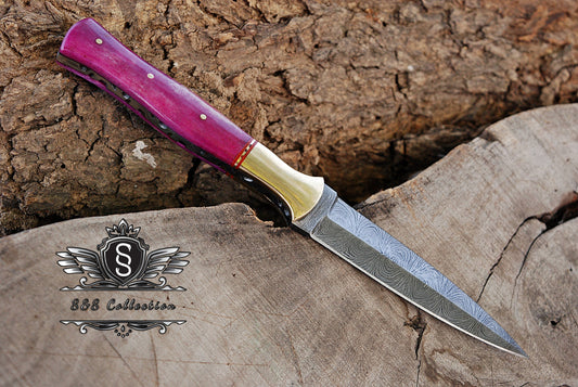 Custom forged Damascus steel handmade Throwing Boot Knife Personalized Camping tool Groomsman Gift, Gifts For Men, Gift for dad, Outdoor Gift for Husband