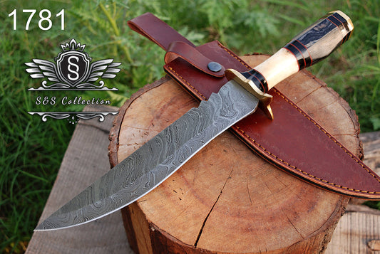 Custom forged Carbon steel handmade Hunting Bowie Knife Personalized Camping tool Groomsman Gift, Gifts For Men, Gift for dad, Outdoor Gift for Husband