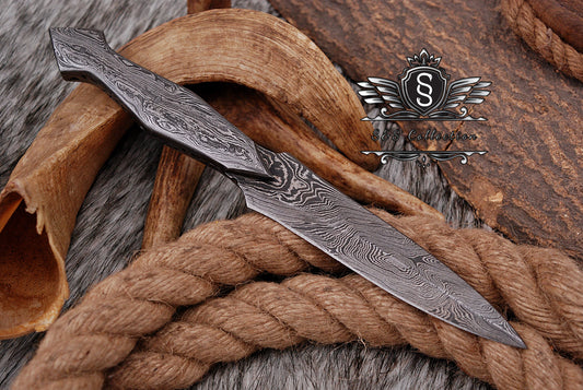 Custom forged Damascus steel handmade Throwing Boot Knife Personalized Camping tool Groomsman Gift, Gifts For Men, Gift for dad, Outdoor Gift for Husband