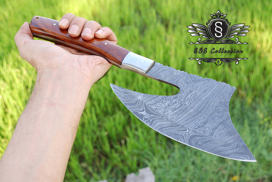 Custom forged Carbon steel handmade Hunting Chopper Axe Personalized Camping tool Groomsman Gift, Gifts For Men, Gift for dad, Outdoor Gift for Husband