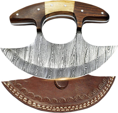 Custom forged Damascus steel handmade Hunting Ulu Knife Personalized Camping tool Groomsman Gift, Gifts For Men, Gift for dad, Outdoor Gift for Husband