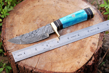Custom forged Damascus steel handmade Hunting Knife Personalized Camping tool Groomsman Gift, Gifts For Men, Gift for dad, Outdoor Gift for Husband
