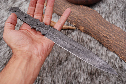 Custom forged Damascus steel handmade Hunting Blank Blade Knife Personalized Camping tool Groomsman Gift, Gifts For Men, Gift for dad, Outdoor Gift for Husband