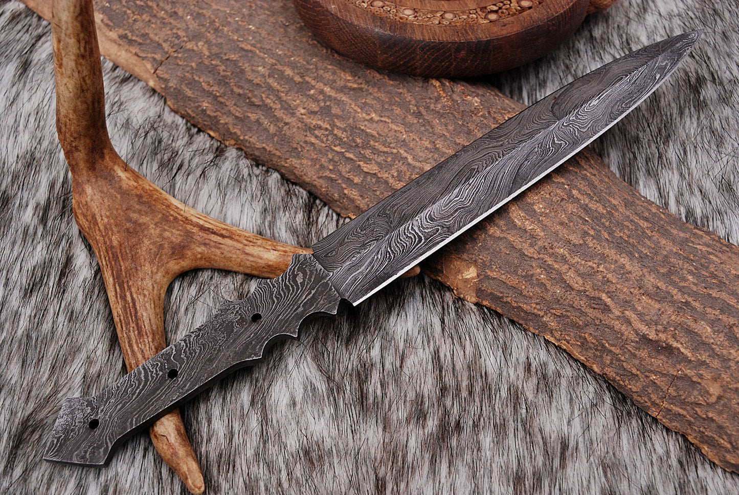 Custom forged Damascus steel handmade Hunting Blank Blade Knife Personalized Camping tool Groomsman Gift, Gifts For Men, Gift for dad, Outdoor Gift for Husband