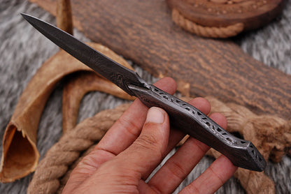 Custom forged Damascus steel handmade Throwing Boot Knife Personalized Camping tool Groomsman Gift, Gifts For Men, Gift for dad, Outdoor Gift for Husband