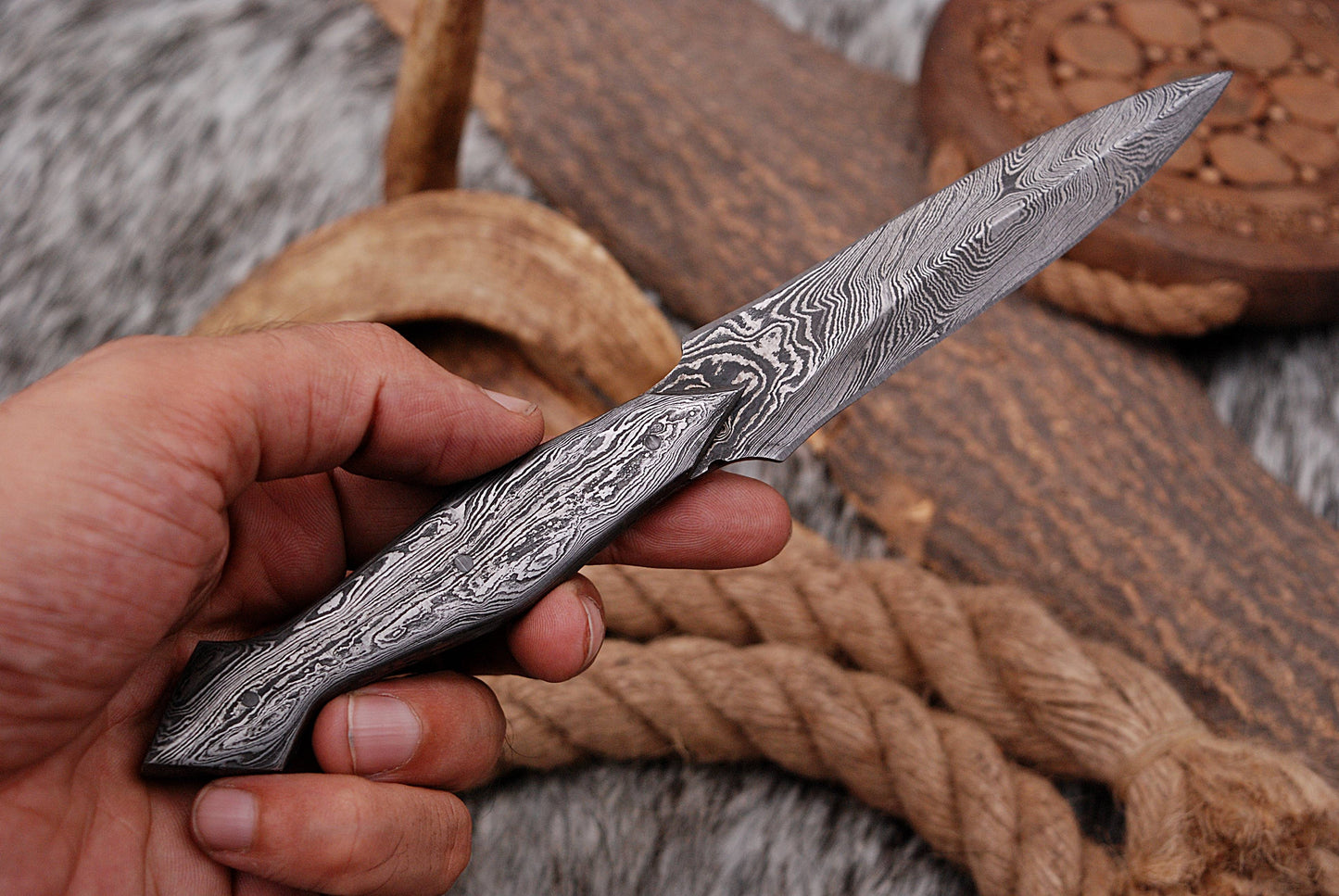 Custom forged Damascus steel handmade Throwing Boot Knife Personalized Camping tool Groomsman Gift, Gifts For Men, Gift for dad, Outdoor Gift for Husband