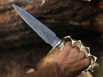 Custom forged Damascus steel handmade Hunting Gripper Knife Personalized Camping tool Groomsman Gift, Gifts For Men, Gift for dad, Outdoor Gift for Husband